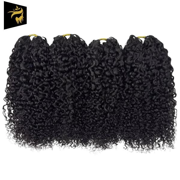 Feather Crochet - Kinky Curly - Brazilian Remy Human Hair - Burmese Kinky Curly Pre-Separated And Knotless